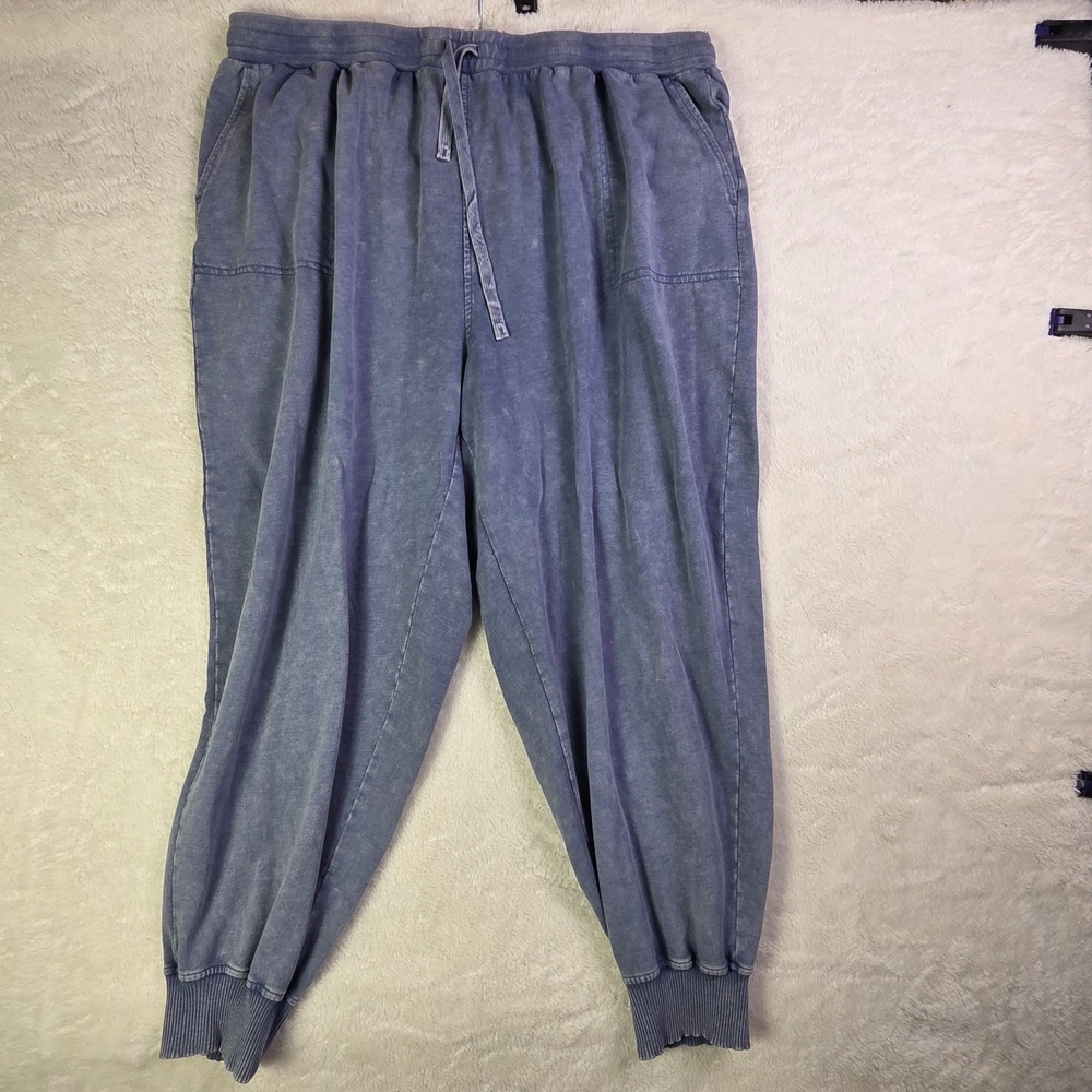 Jane + Delancey Blue Mineral Wash Jogger Pants Womens 3X